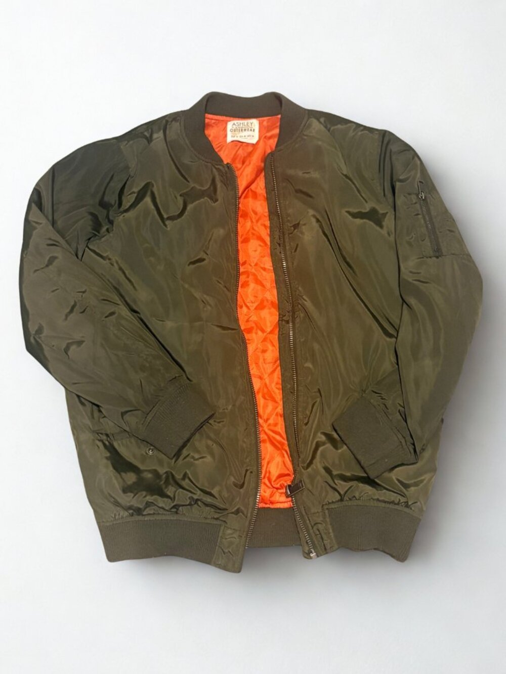 Olive Green + Orange Bomber Jacket